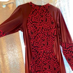 Red faux leather dress